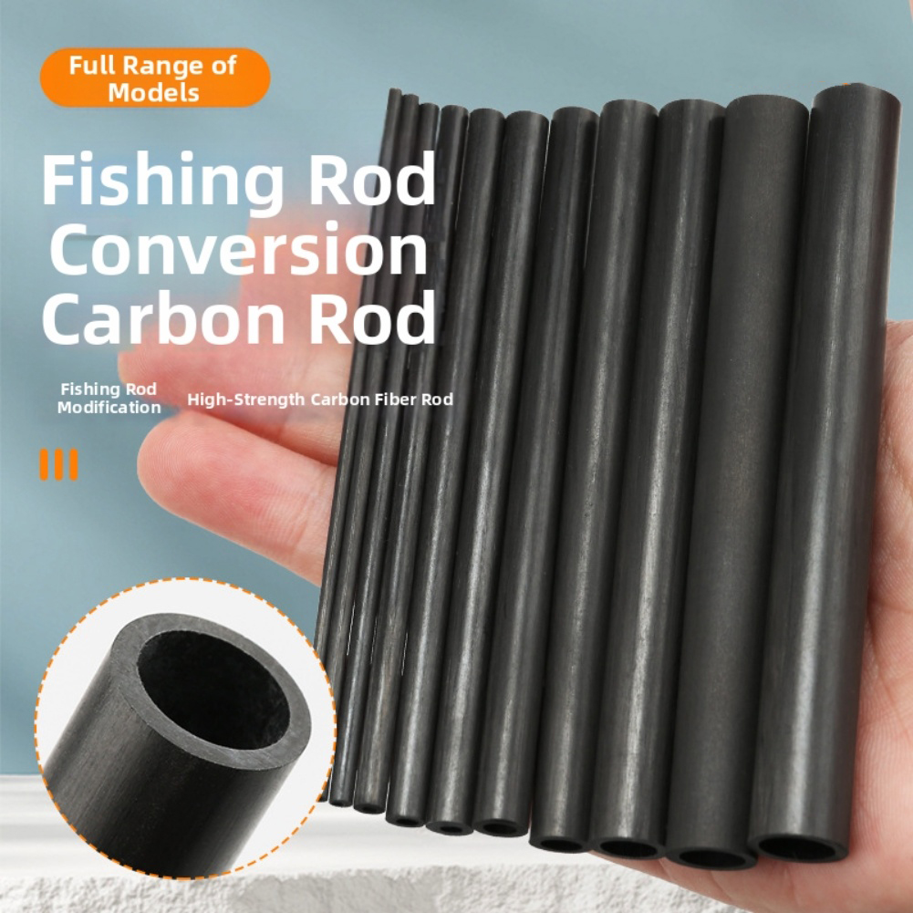 Fishing Rod Repair Kit - 10cm Black Hollow Carbon Fiber Tube
