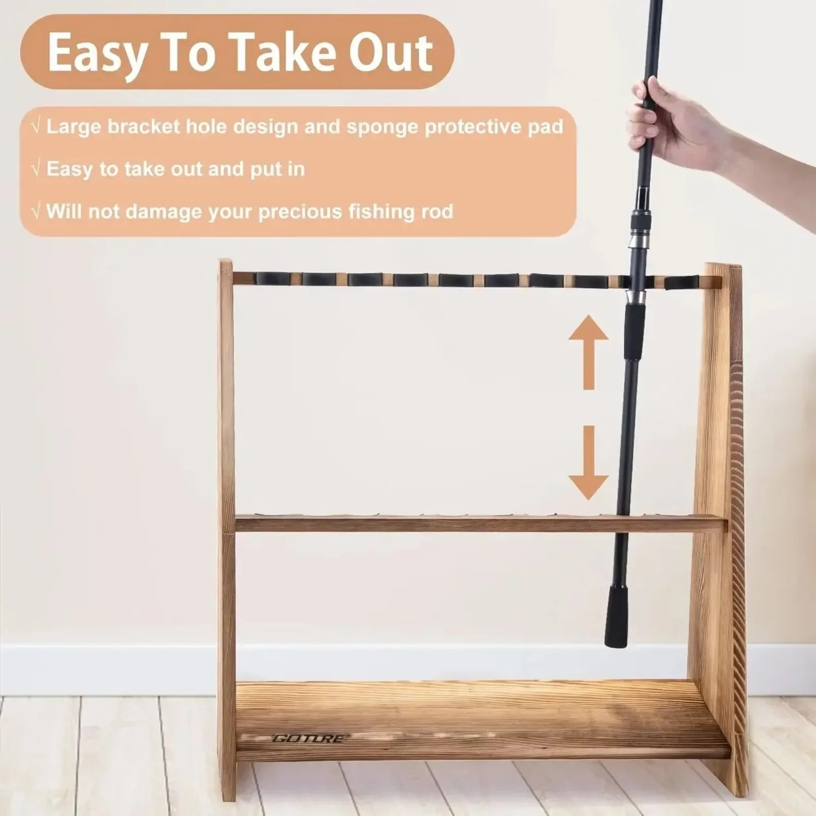 Goture 10 Slots Carbonized Pin - Fishing Rod Rack 评论和价格